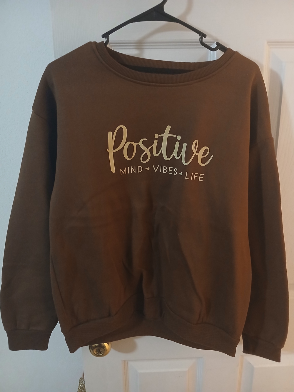 SHEIN Brown Fleece Crewneck Sweatshirt